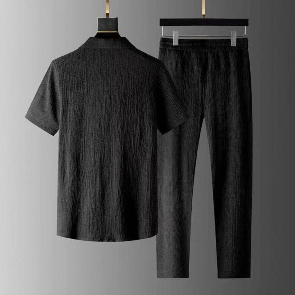 Leo – Casual tweedelige set met polo met korte mouwen en broek met elastische taille