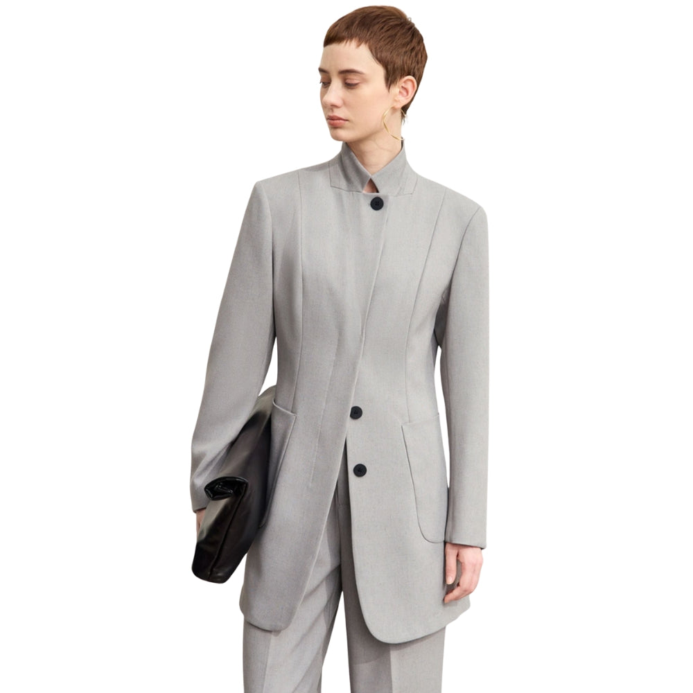 Zoey - Blazer met opstaande kraag meerdere zakken en knoopdetails