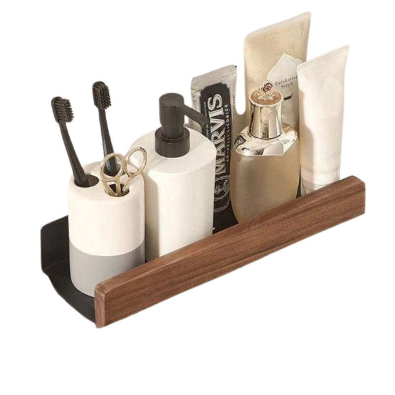 WoodHaven – Massief Houten Badkamer Organizer Planken Zonder Boren