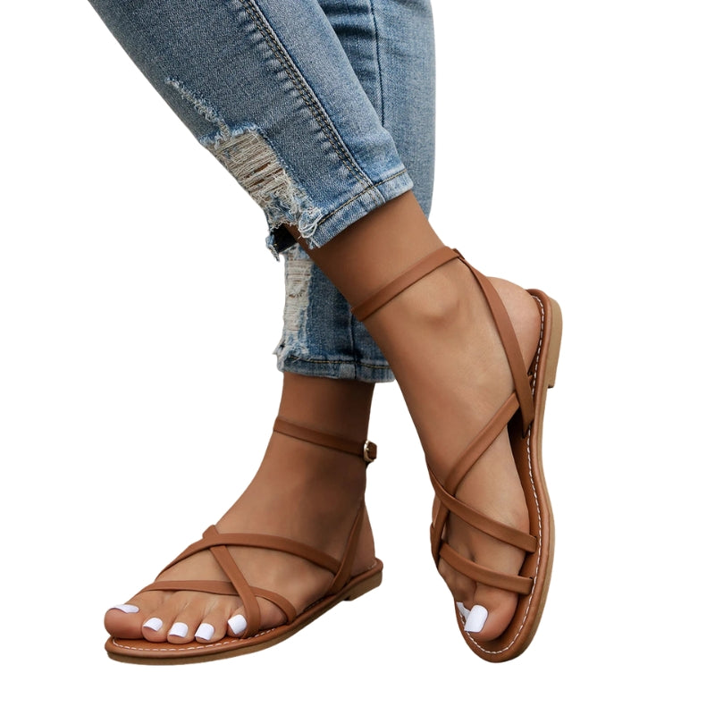 Lena - Sandalen met Bandjes Gespsluiting en Open Teenontwerp