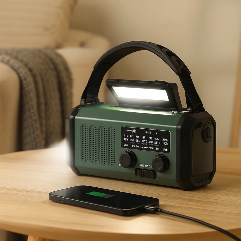 SolarGuard – Zonne- &amp; Handcrank AM/FM Weerradio met Zaklamp