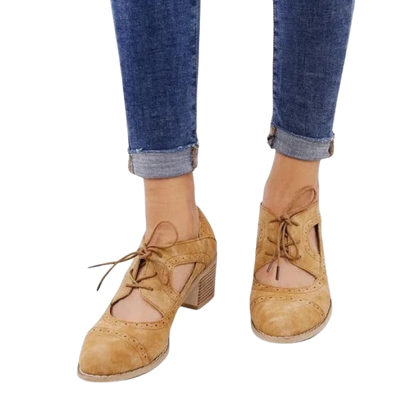 Victoria - Veterschoenen met Gesloten Teen en Chunky Hak