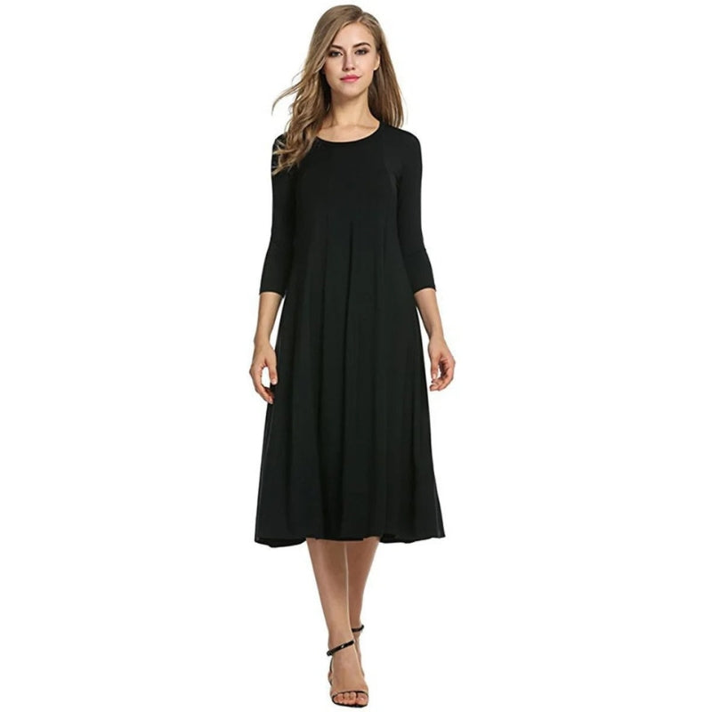 Chloe - Elegante maxi jurk met korte mouwen en ronde hals