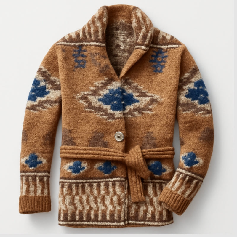 John - Lange Mouwen Cardigan met Tailleband en Knoopsluiting
