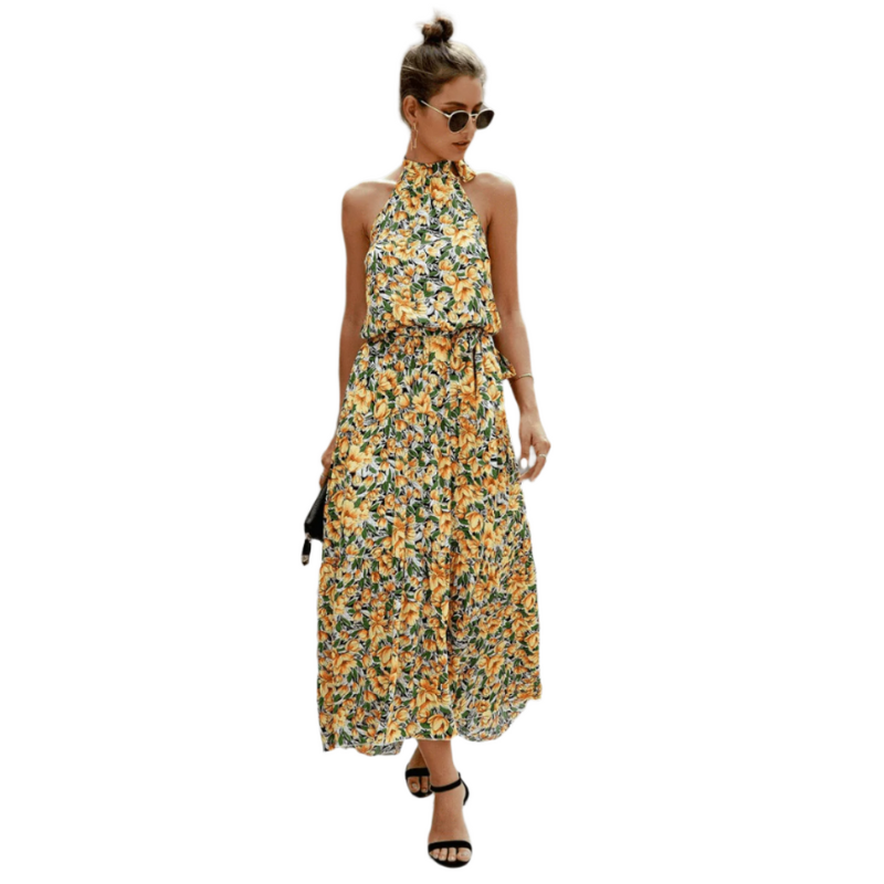 Hailey – Mouwloze maxi-jurk met bloemenprint