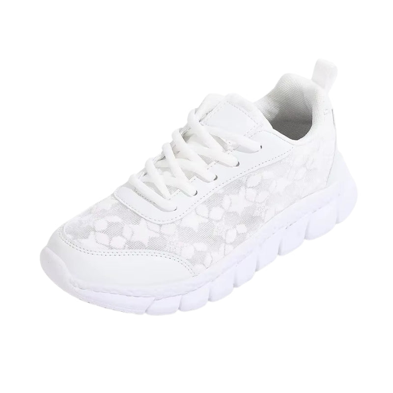 Mia - Lichte Sneakers met Geborduurde Sterren Design en Vetersluiting