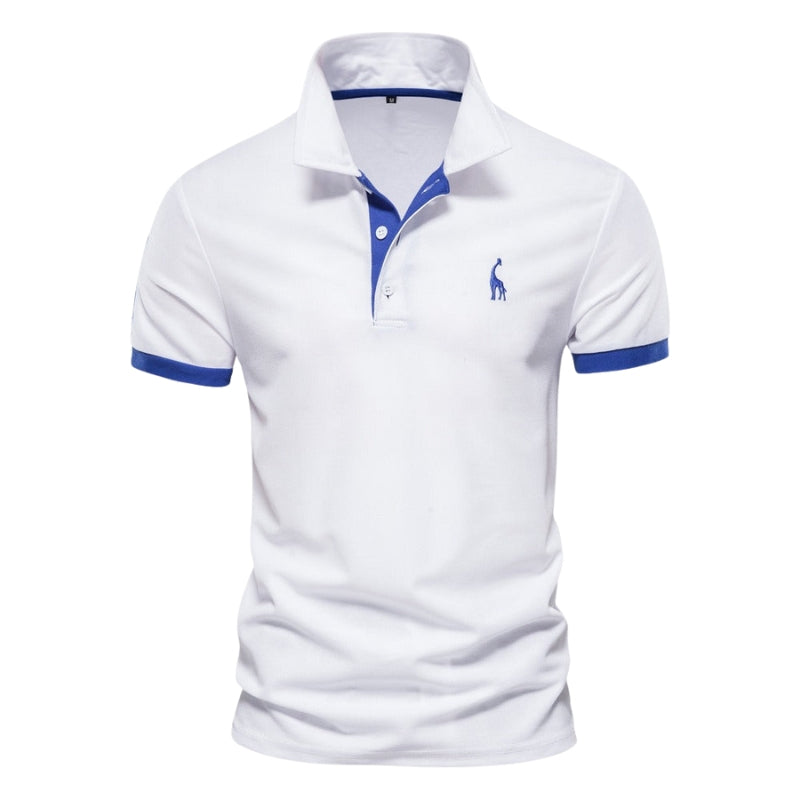 Ethan – Slanke Pasvorm Poloshirt met Knoopkraag en Korte Mouwen