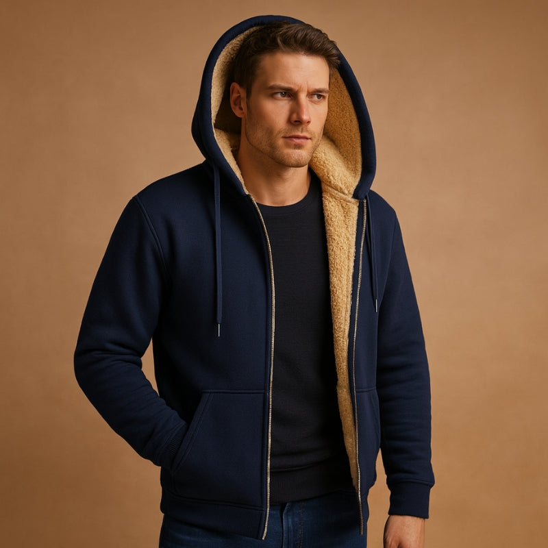 George - Lange Mouw Hoodie met Verstelbare Kap en Rits Sluiting