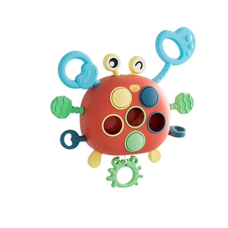 CleverCrawl – Siliconen krab speelgoed met gelust trekken snaren en gevormde drukpunten