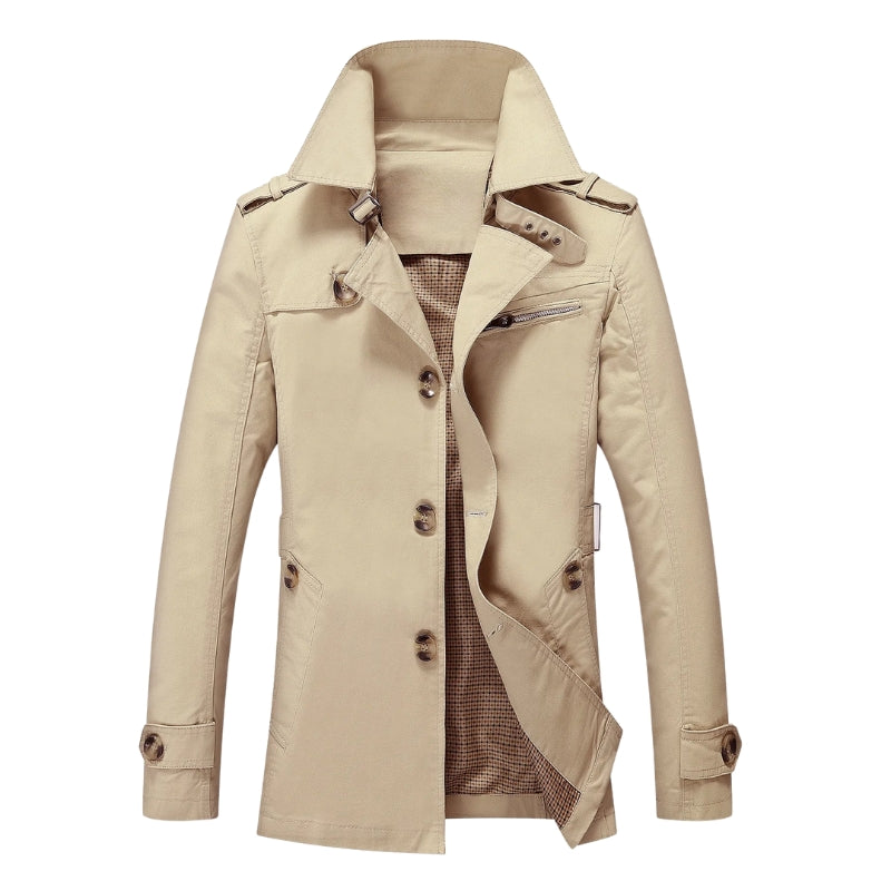 Easton - Lange trenchcoat met knoopsluiting en meerdere zakken