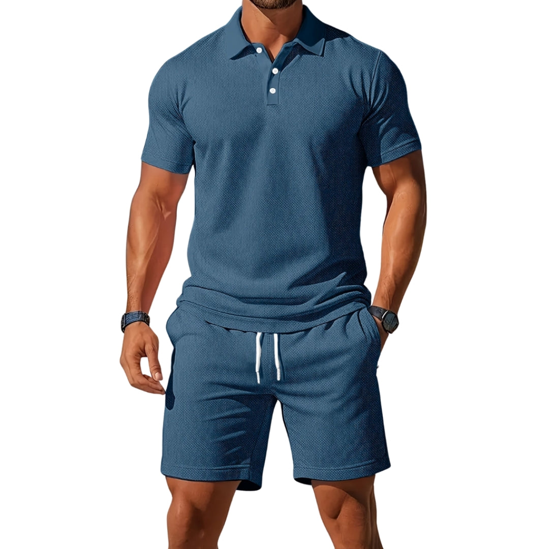 Leo - Set met Poloshirt met Korte Mouwen en Short met Verstelbare Taille