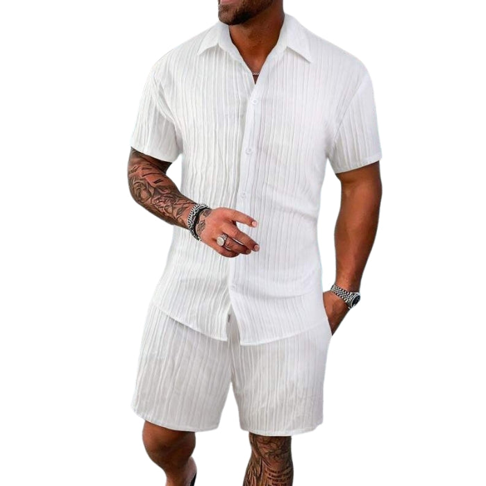 Nico - Twee Piece Set met Korte Mouwen Overhemd en Relaxed Fit Shorts