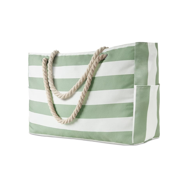 Brenda – Grote waterdichte strandtas met touwhandvatten en rits