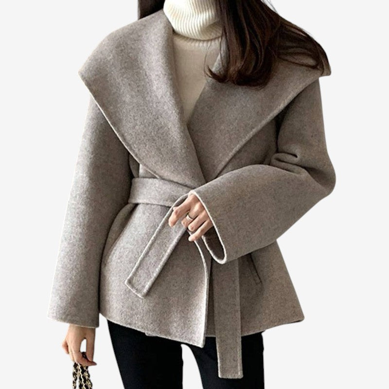 Kathryn - Lange Mouw Omkeerbare Jas met Tailleceintuur en Zijzakken