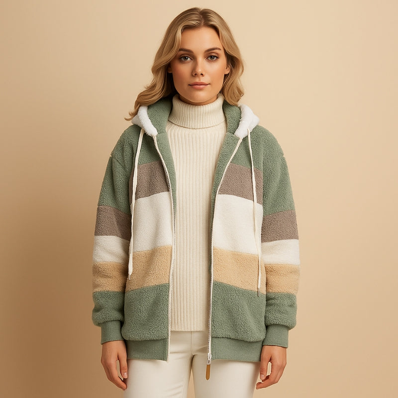Daisy - Lange Mouw Hooded Jas met Rits en Verstelbare Kap