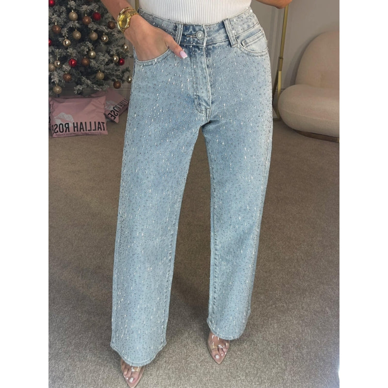 Lina – hoog getailleerde wijde jeans met meerdere zakken en relaxte pasvorm