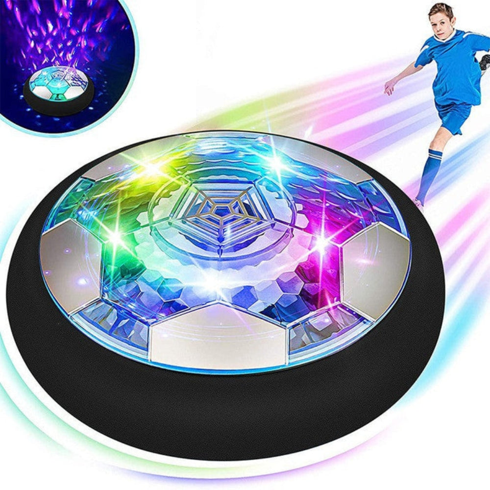 GlideGoal – Indoor zweefvoetbalschijf met glijdende basis en LED verlichting