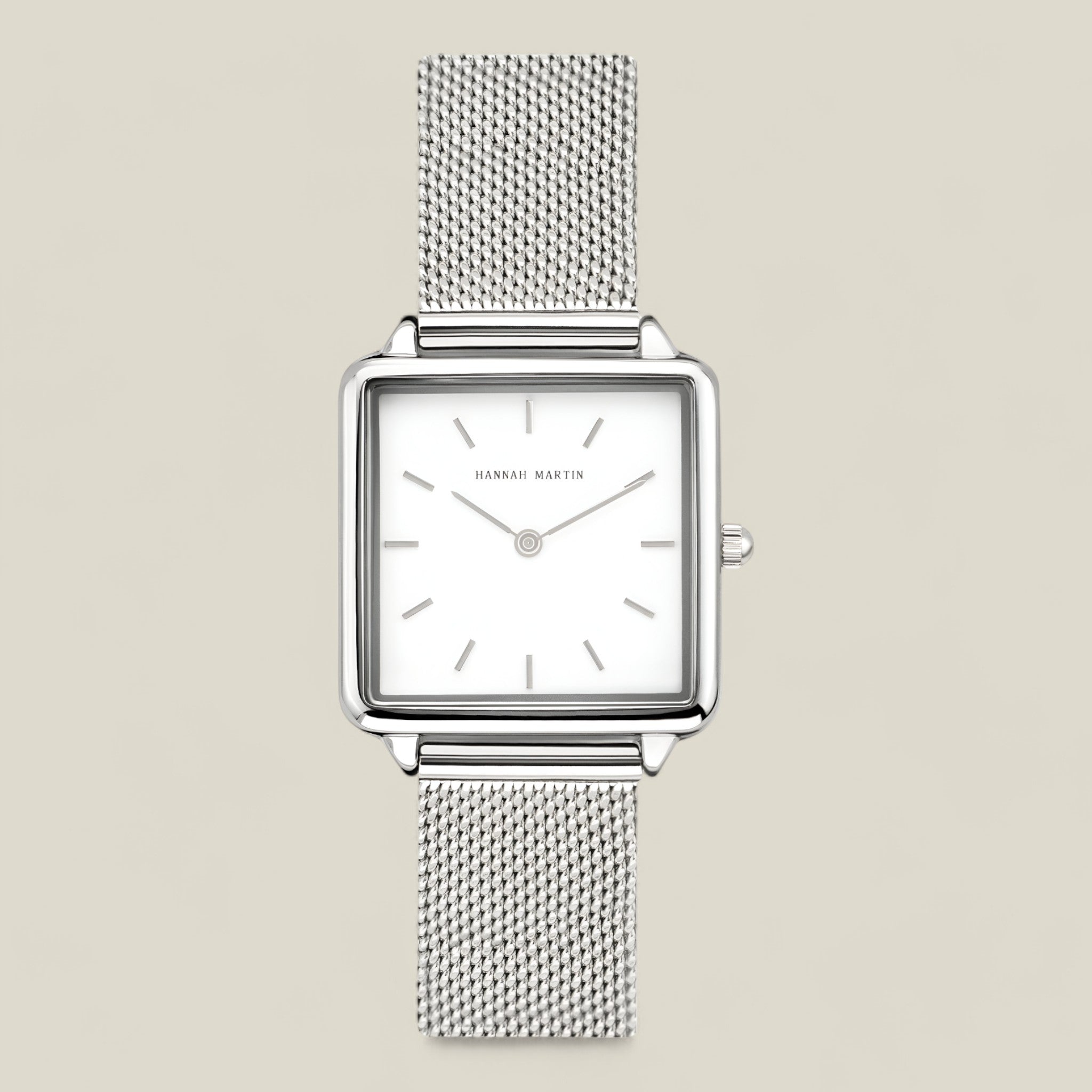 Naomi - Minimalistische vierkante mesh bandjes Horloge met tijdloze elegantie