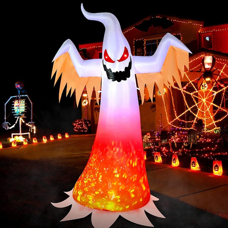 GhostGlow – Opblaasbare Geest met Roterende Vlam voor Halloween Decoratie