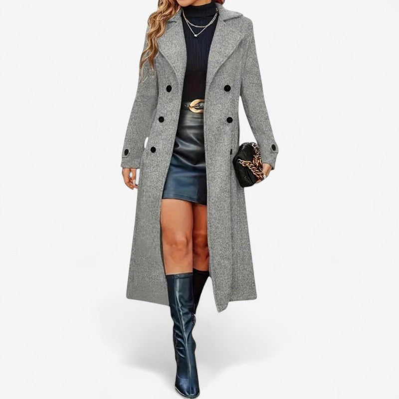 Elara – Dubbelgeknoopte jas met lange mouwen