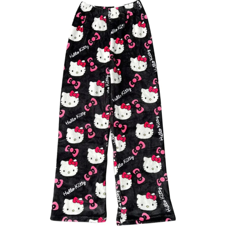 Grace - Speelse Kattenprint Broek met Relaxte Pasvorm en Elastische Tailleband