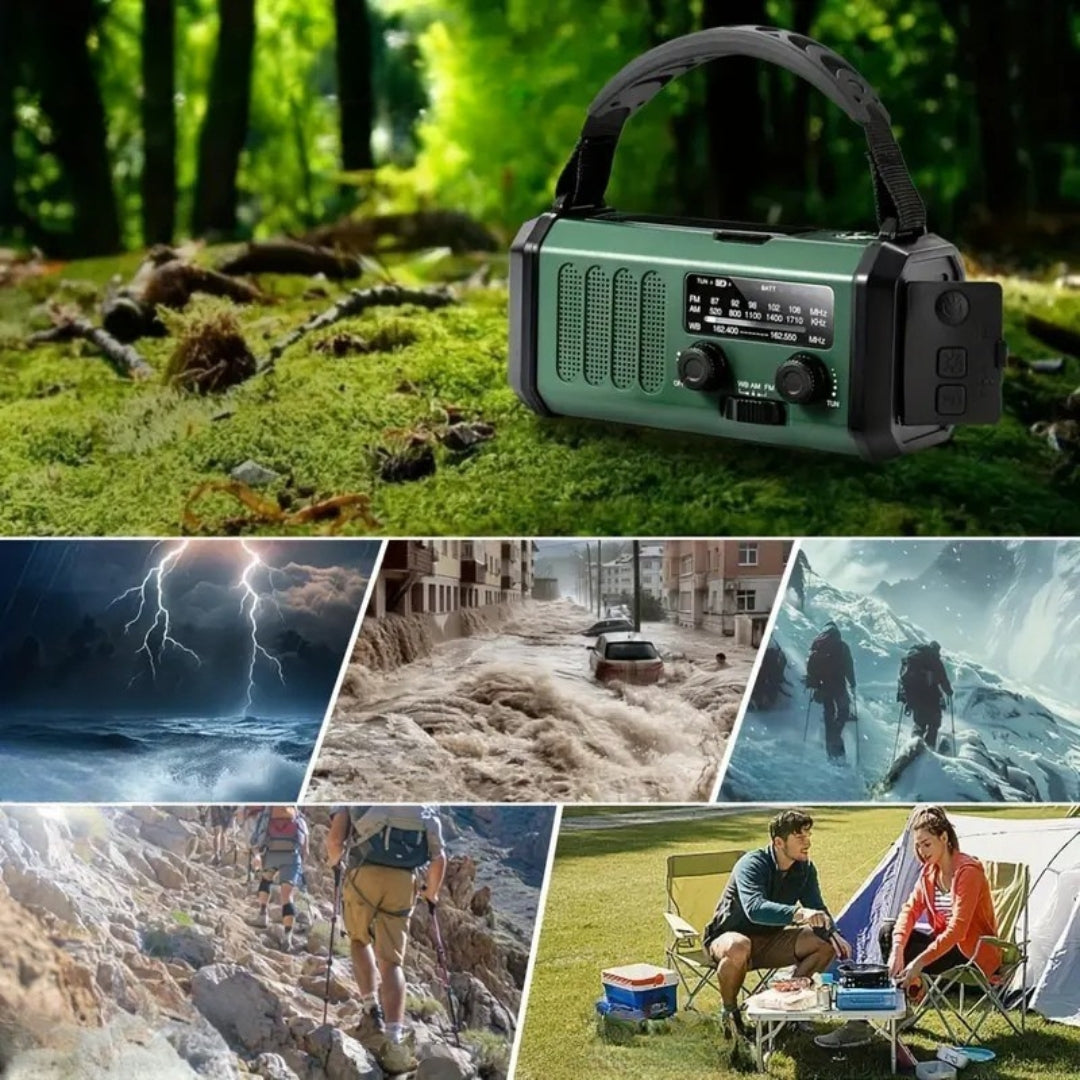 SurvivorPro - 10.000mAh noodradio met zonne-energie en handmatig opladen
