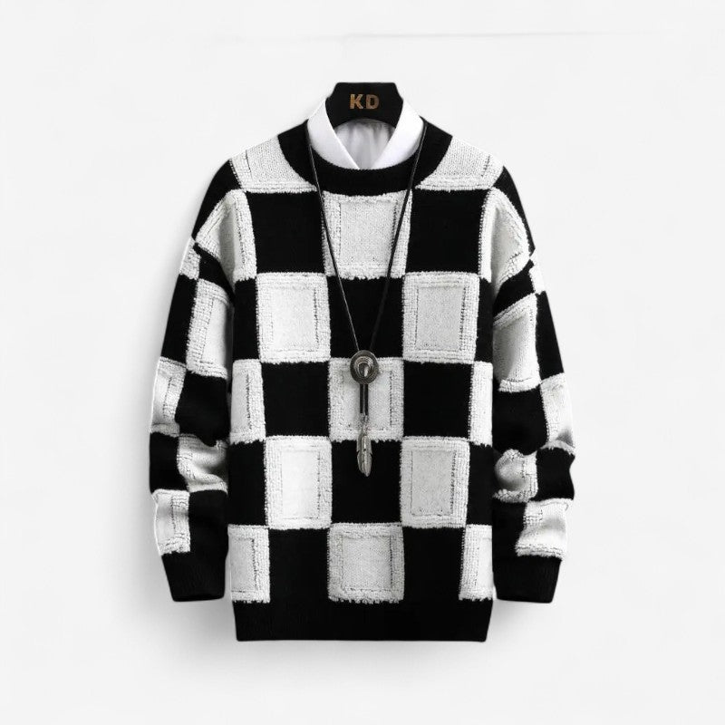 Brooks - Geruite Trui met Lange Mouw en Ronde Hals