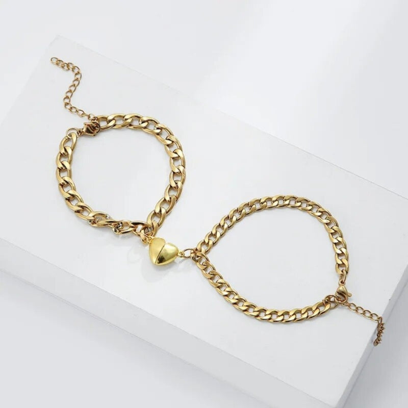 Mila – Klassiek Ketting Link Armbanden met hartaccent en verstelbare pasvorm