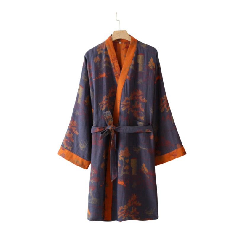 Elara – Badjas Midi met Lange Mouwen Bloemenprint en Ceintuur
