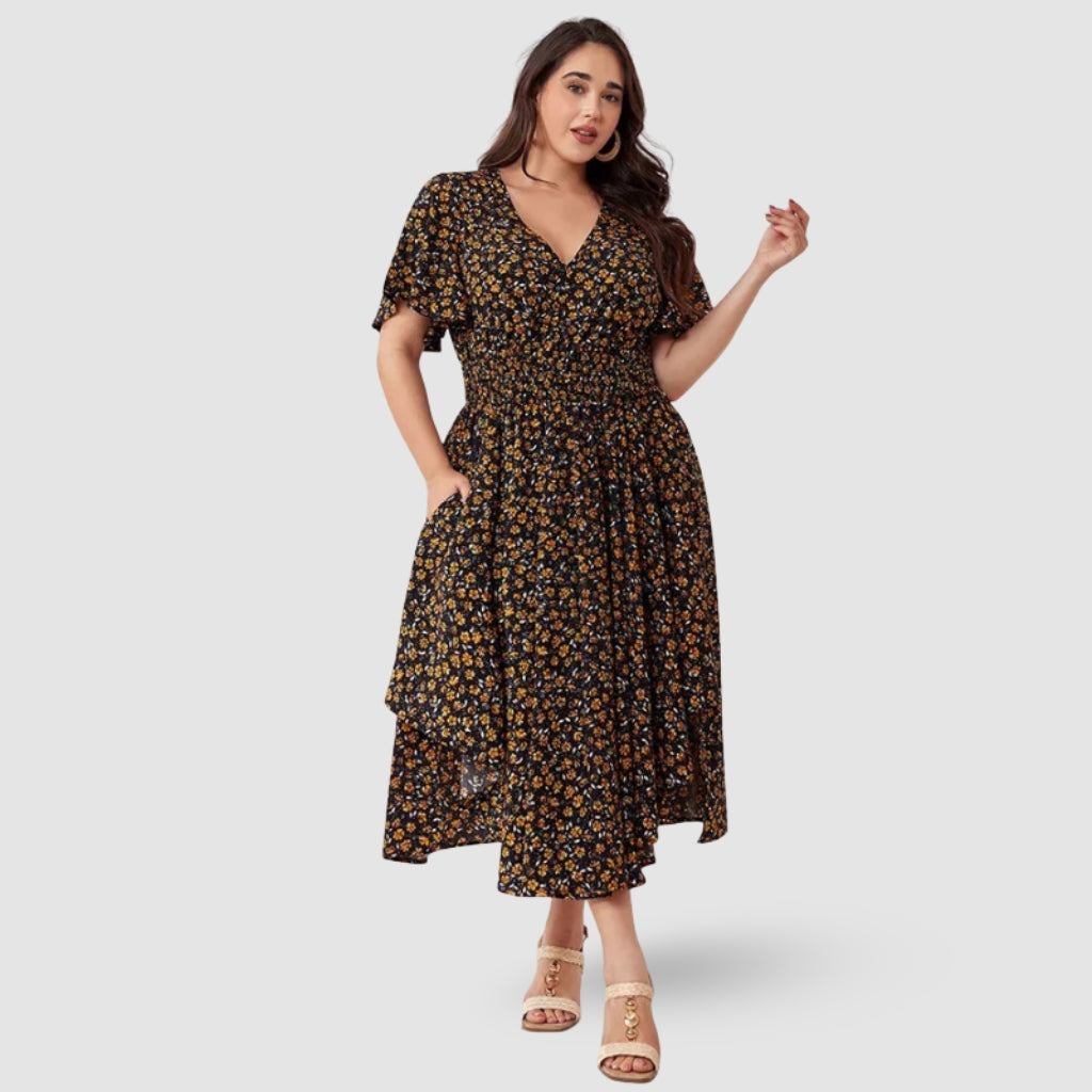 Margriet - Plus Size Maxi Jurk met Floral Print en Zakken