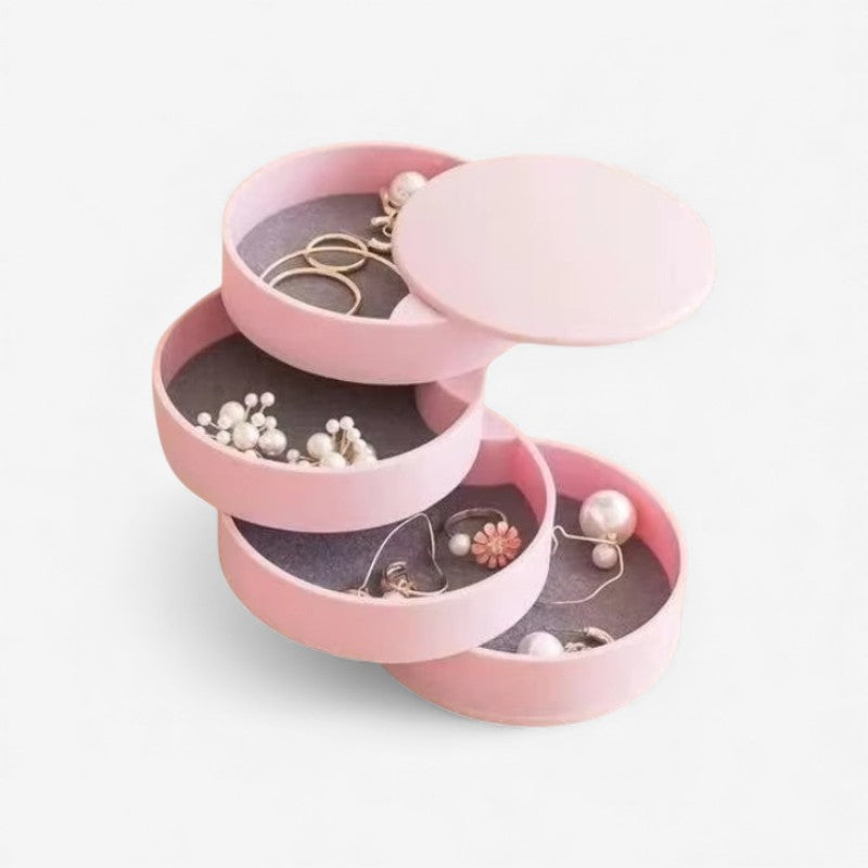 JewelSpin – Ronde Sieradendoos met Draaibaar en Gelaagd Ontwerp
