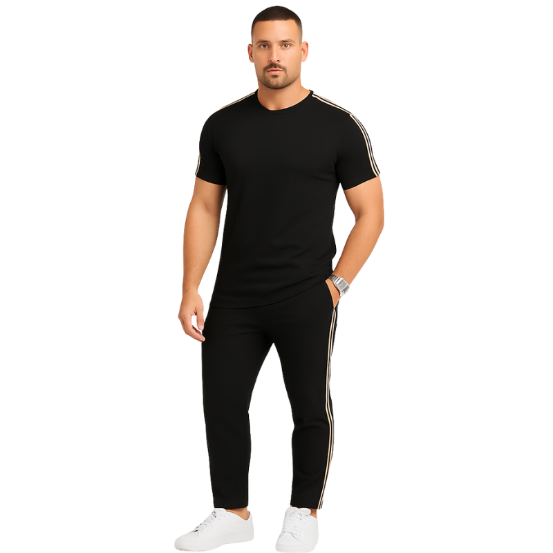 Steven – Losvallende 2-delige Set met T-shirt en Broek met Zijstreep en Zakken