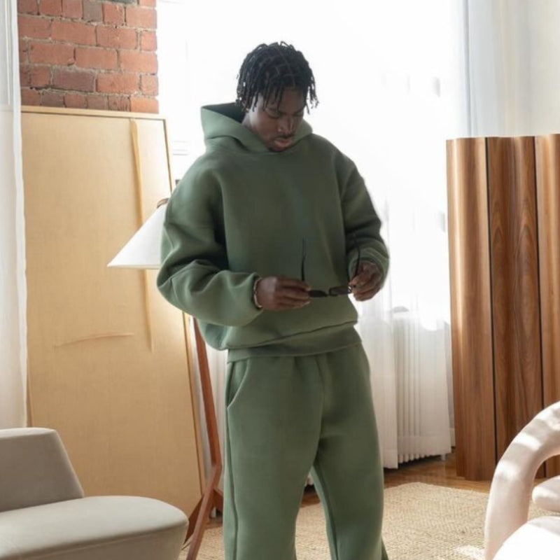 Nicholas – Tweedelige Set met Lange Mouwen Hoodie en Wijd Pijp Broek