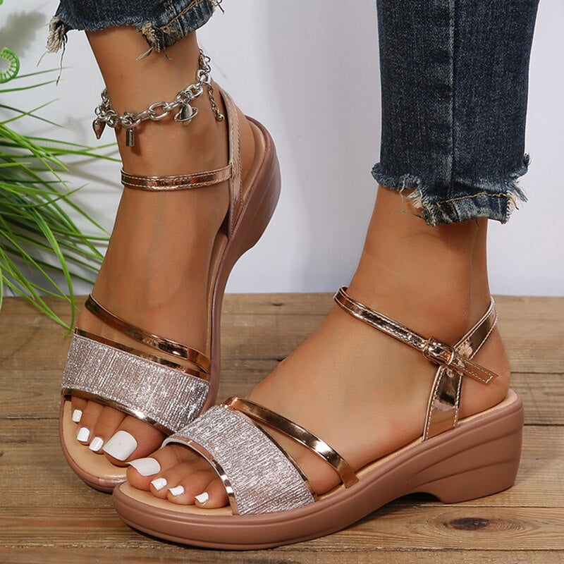 Roni – Trendy wedge sandalen met open teen en verstelbare enkelbandjes