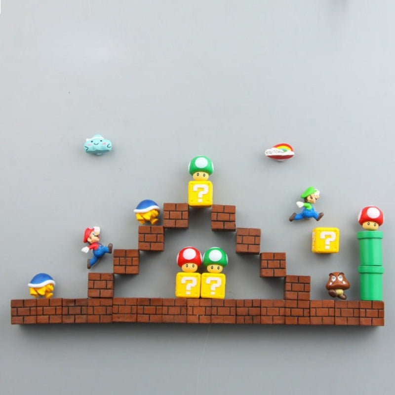 GameGripz – Super Mario koelkastdecoratieset met speelse karakterstukken en veilige displaybevestiging