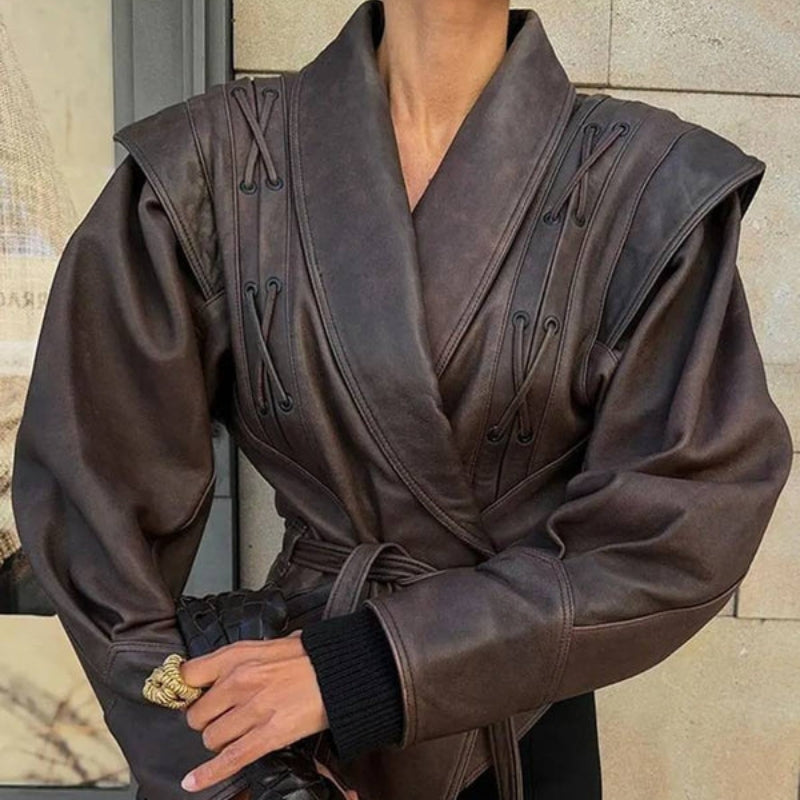 Charlotte - Lange Mouw Jas met Reverskraag en Tailleceintuur