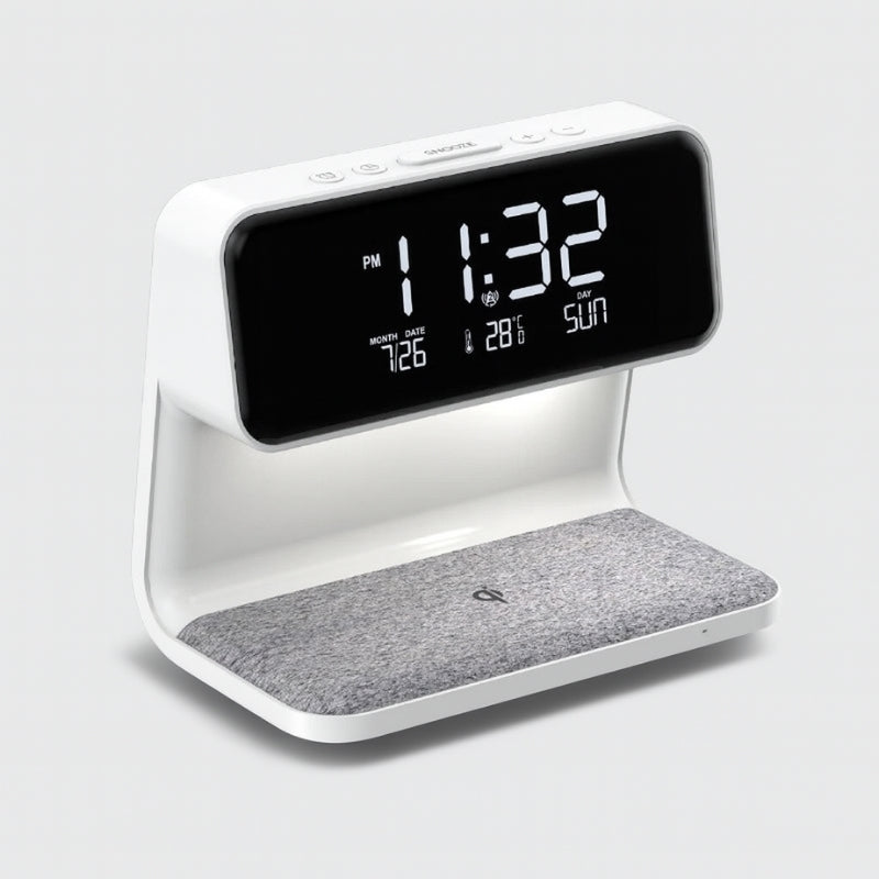 GlowSync - 3 in 1 Touchlamp met Wekker en Draadloos Opladen