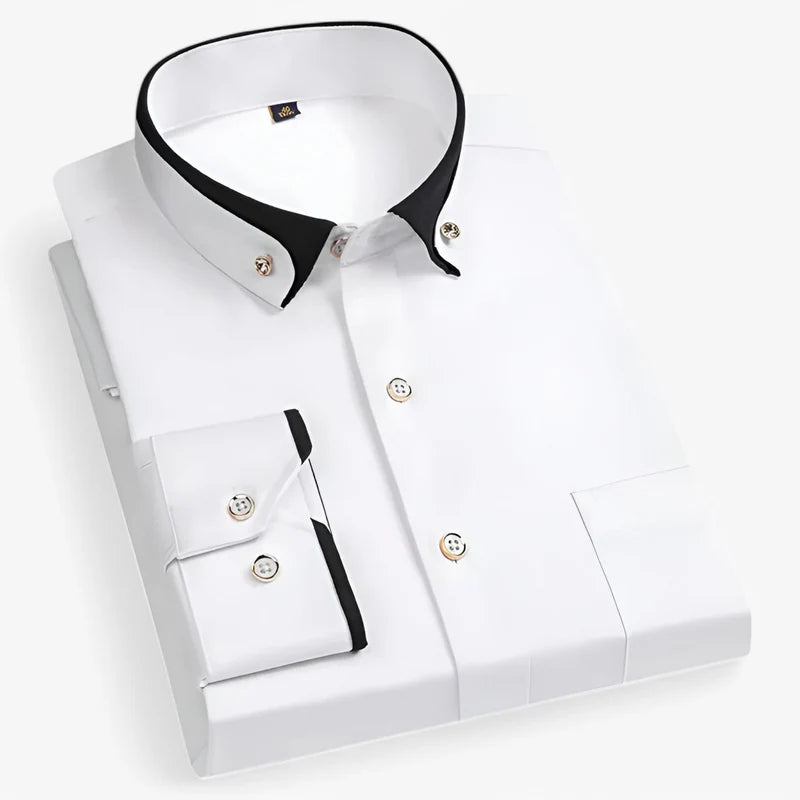 Bruce - Elegant overhemd met lange mouwen knoopsluiting en kraag naar beneden