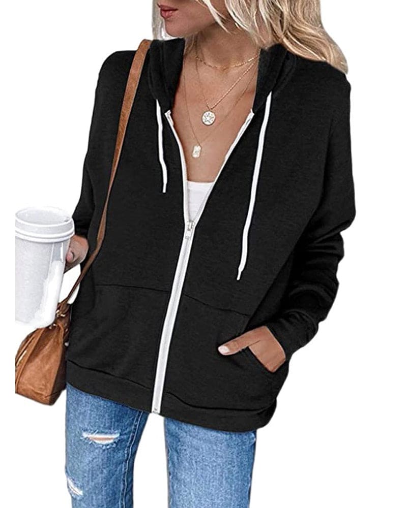 Tereza - Lichtgewicht Hoodie met ritssluiting en capuchon met trekkoord