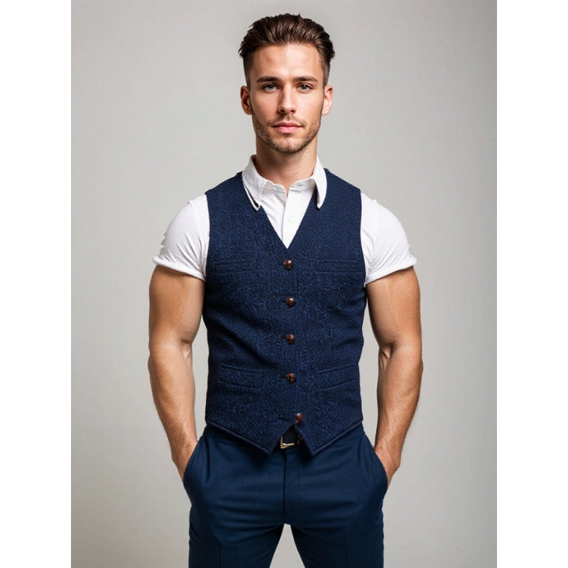 Victor –Klassieke V-hals Vest met knoopsluiting en zakken
