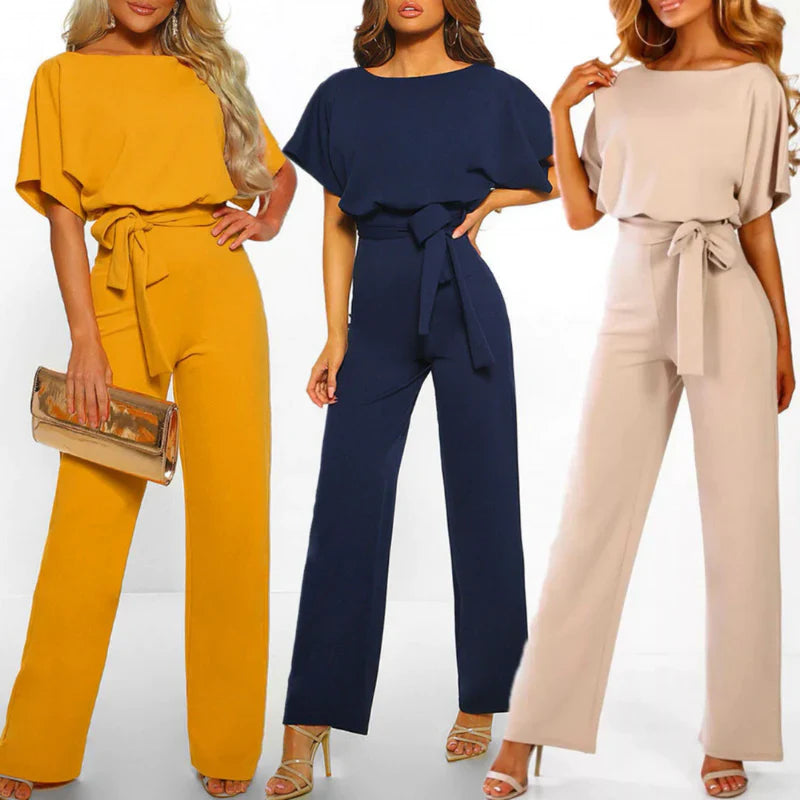 Adriana - Jumpsuit met omkeerbare kraag en verstelbare tailleband