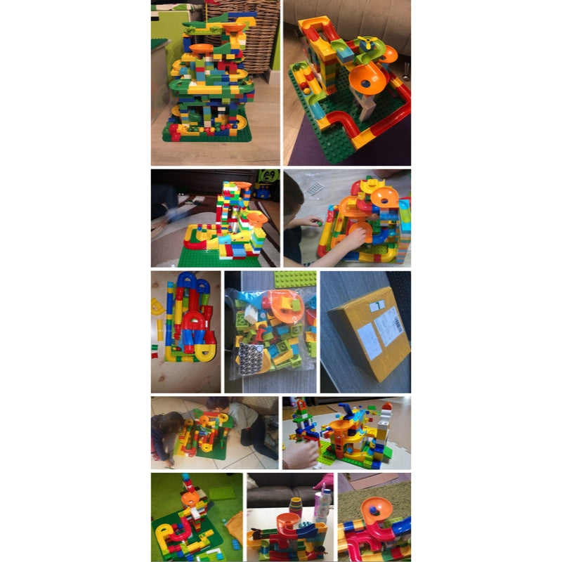 TrackCraft – Knikkerbaan bouwset met glijbanen Blokken en trechters voor hands-on spel