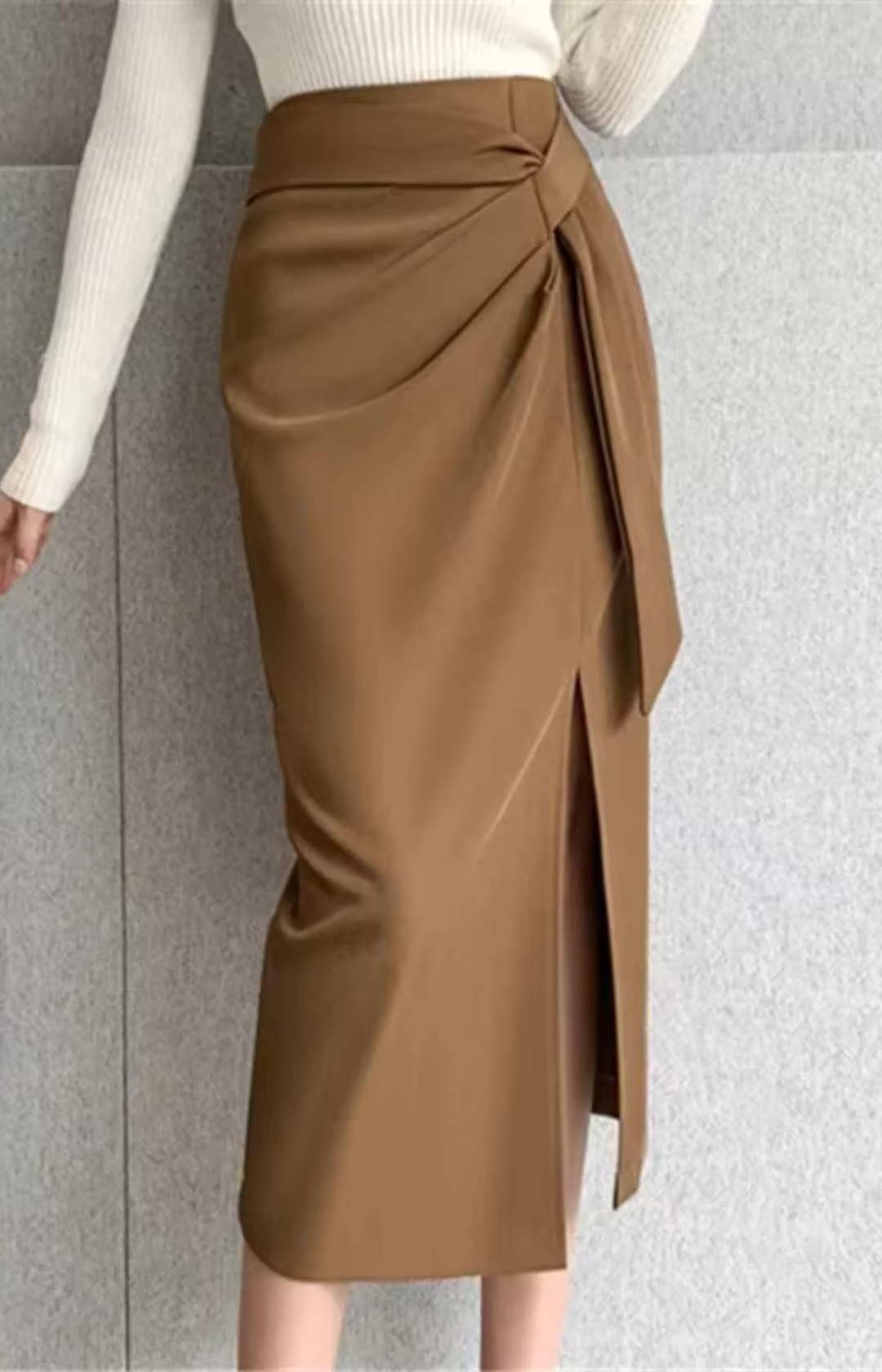 Isabella – Midi-rok met hoge taille en wikkelvoorkant