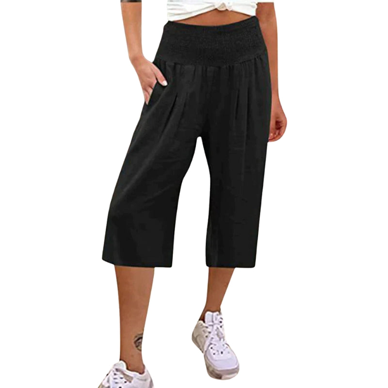 Emily - Hoge Taille Shorts met Zakjes en Wijde Pijpen
