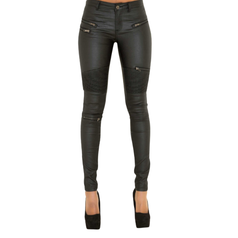 Hazel – Lange broek met hoge taille en ritssluitingzakken