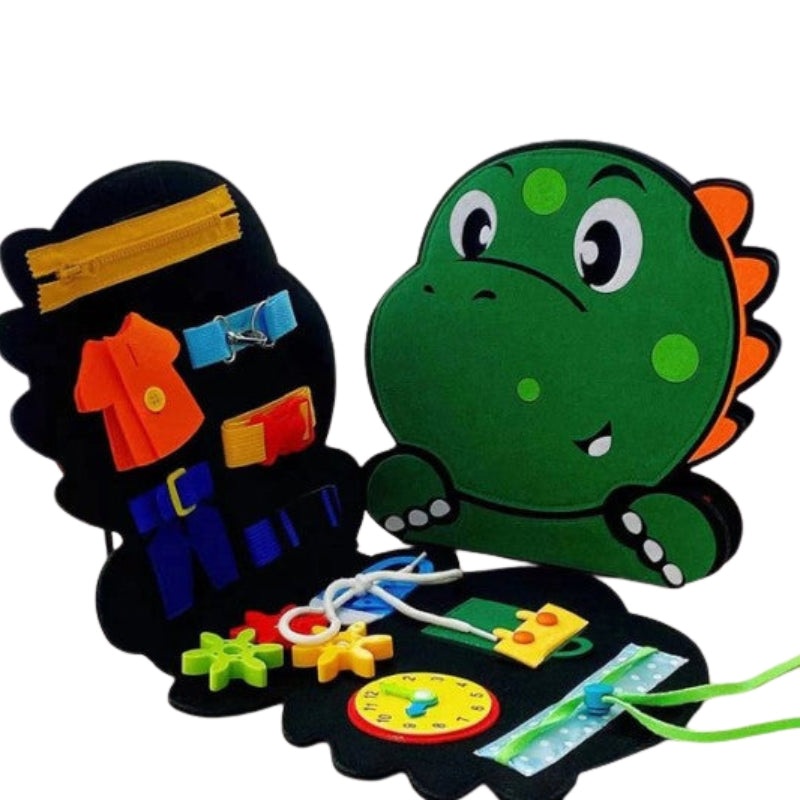 TinkerPlay – Peuterspellen Druk Bord met Dino Viltboek en schuifschakelaars