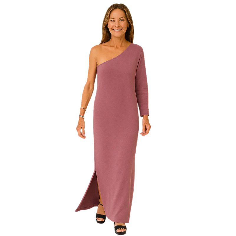 Elena – Asymmetrische maxi-jurk met one-shoulder design