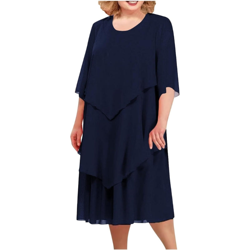 Hazel - Chiffon jurk met ronde hals en modern design