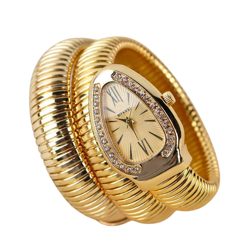 Aria – Quartz Armbandhorloge met Slangenstijl Band en Strassdetails