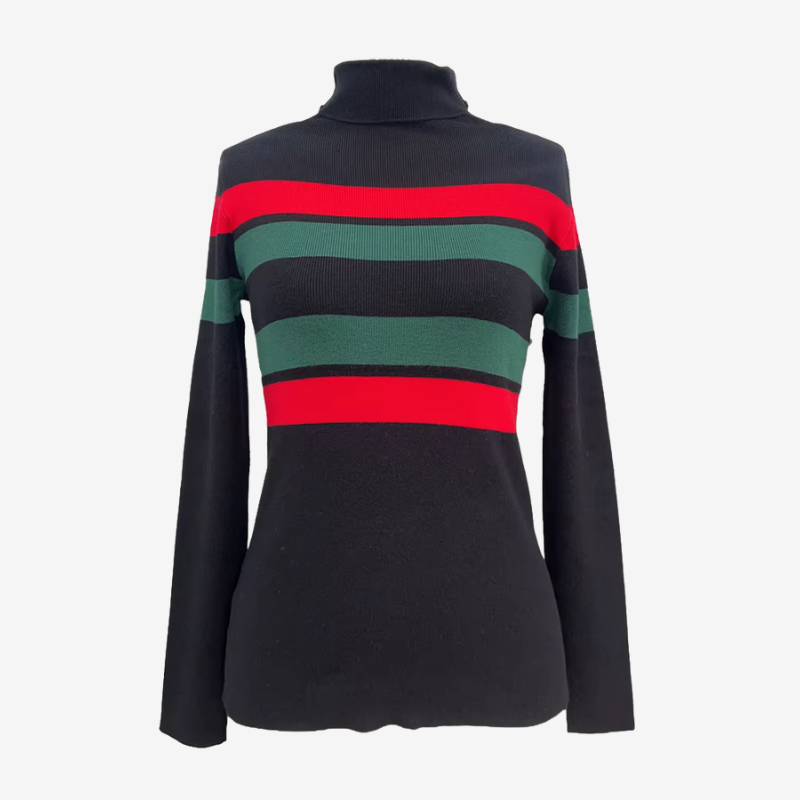 Simone – Gestreepte Turtleneck Trui met Lange Mouwen